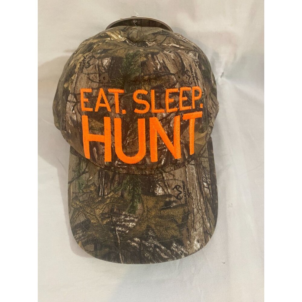 Realtree Xtra Camo Eat Sleep Hunt Hat Orange Snapback Cap KM205622 NEW